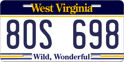 WV license plate 8OS698