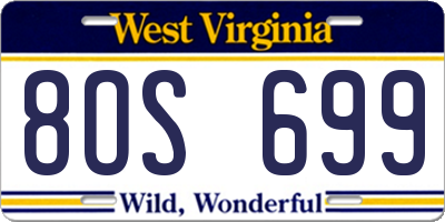 WV license plate 8OS699