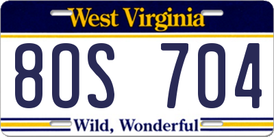 WV license plate 8OS704