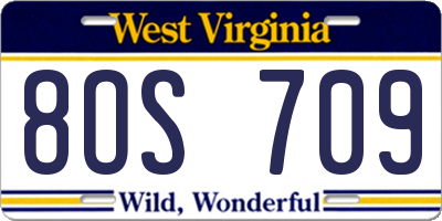 WV license plate 8OS709