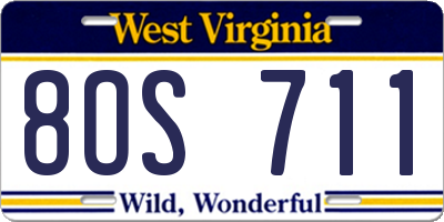 WV license plate 8OS711