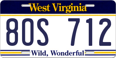 WV license plate 8OS712