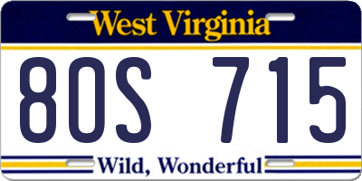 WV license plate 8OS715