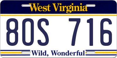 WV license plate 8OS716