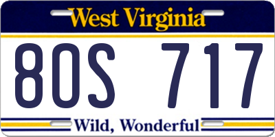 WV license plate 8OS717