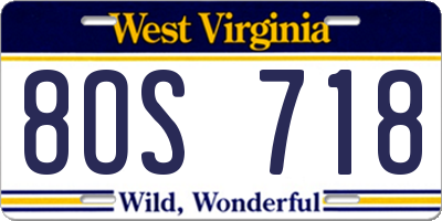 WV license plate 8OS718