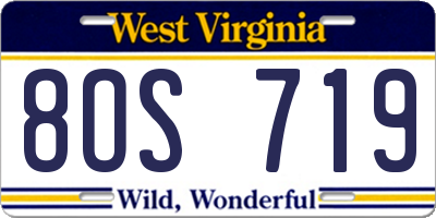 WV license plate 8OS719