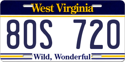 WV license plate 8OS720