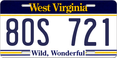 WV license plate 8OS721