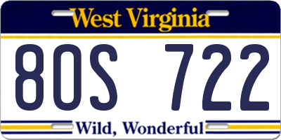 WV license plate 8OS722