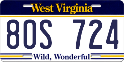 WV license plate 8OS724