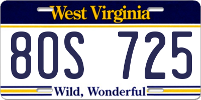WV license plate 8OS725