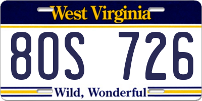 WV license plate 8OS726