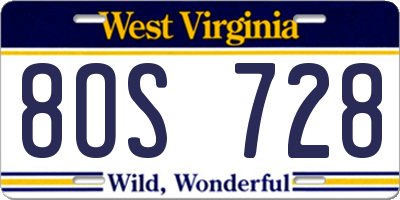 WV license plate 8OS728