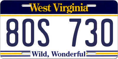 WV license plate 8OS730