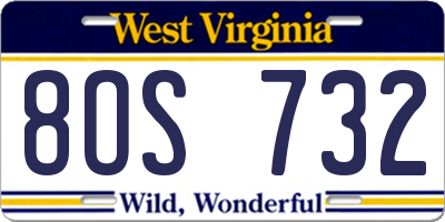 WV license plate 8OS732