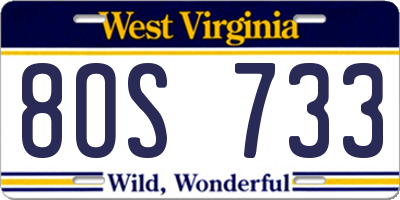 WV license plate 8OS733