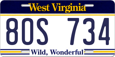 WV license plate 8OS734