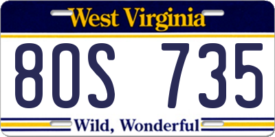 WV license plate 8OS735