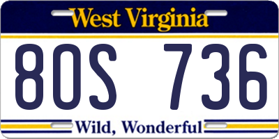 WV license plate 8OS736