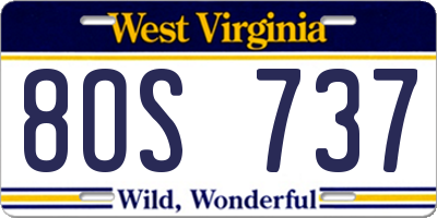 WV license plate 8OS737