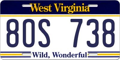 WV license plate 8OS738
