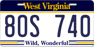 WV license plate 8OS740