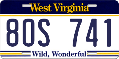 WV license plate 8OS741