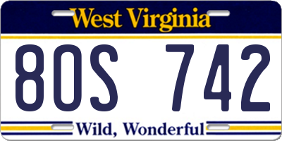 WV license plate 8OS742
