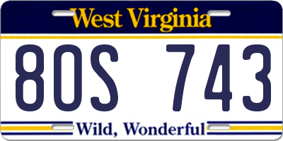 WV license plate 8OS743