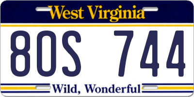 WV license plate 8OS744