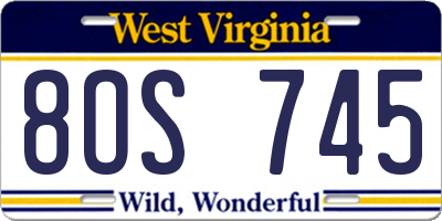 WV license plate 8OS745
