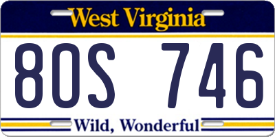 WV license plate 8OS746