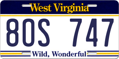 WV license plate 8OS747