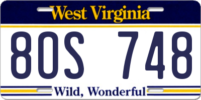 WV license plate 8OS748