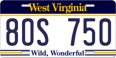WV license plate 8OS750