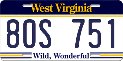 WV license plate 8OS751