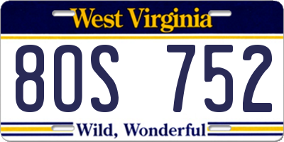 WV license plate 8OS752