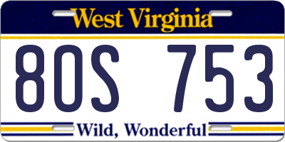 WV license plate 8OS753
