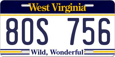 WV license plate 8OS756