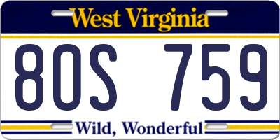 WV license plate 8OS759