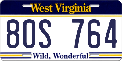 WV license plate 8OS764