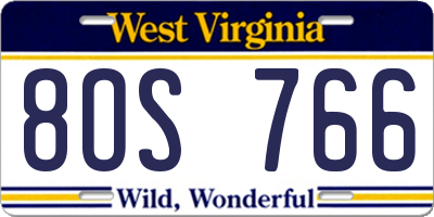 WV license plate 8OS766