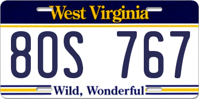 WV license plate 8OS767