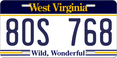 WV license plate 8OS768