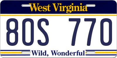 WV license plate 8OS770