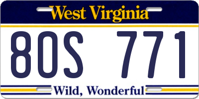 WV license plate 8OS771