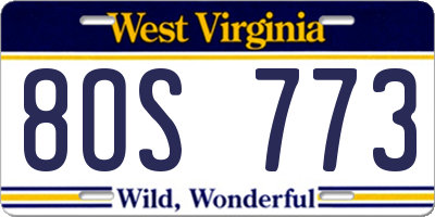 WV license plate 8OS773