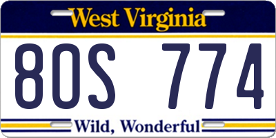 WV license plate 8OS774