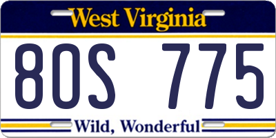 WV license plate 8OS775